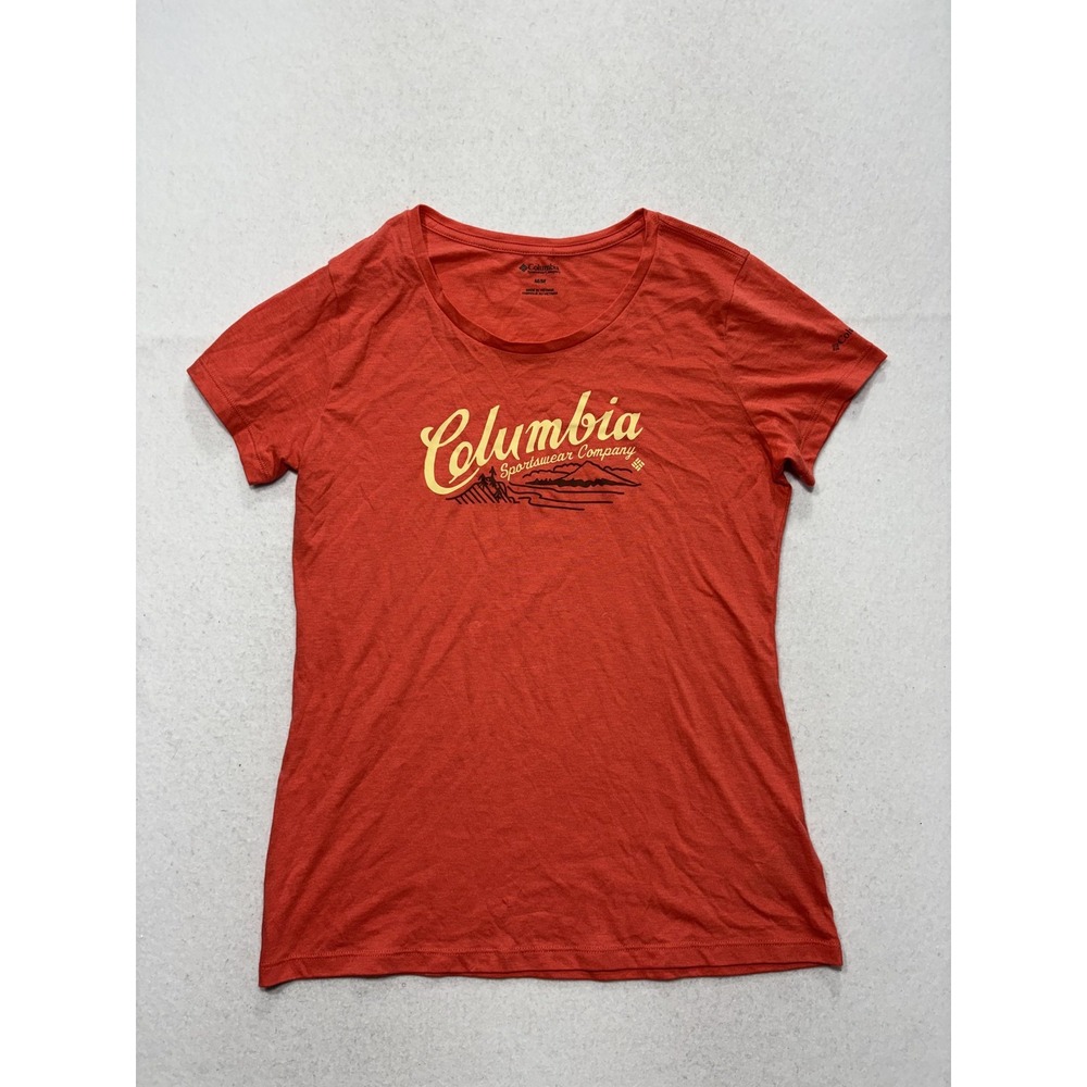 Columbia Womens Orange Graphic Scoop Neck Short Sleeve T-Shirt AL3125 Medium